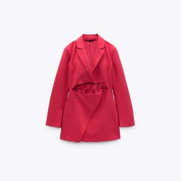 NWOT Zara raspberry pink cut out blazer dress, L - Picture 2 of 6